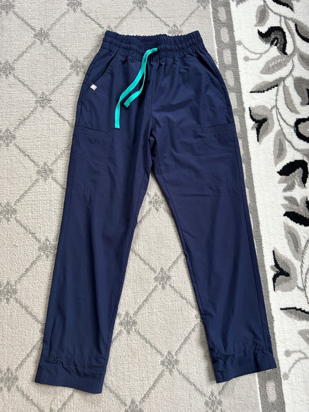 FIGS Navy Jogger Pants with Teal Drawstring
